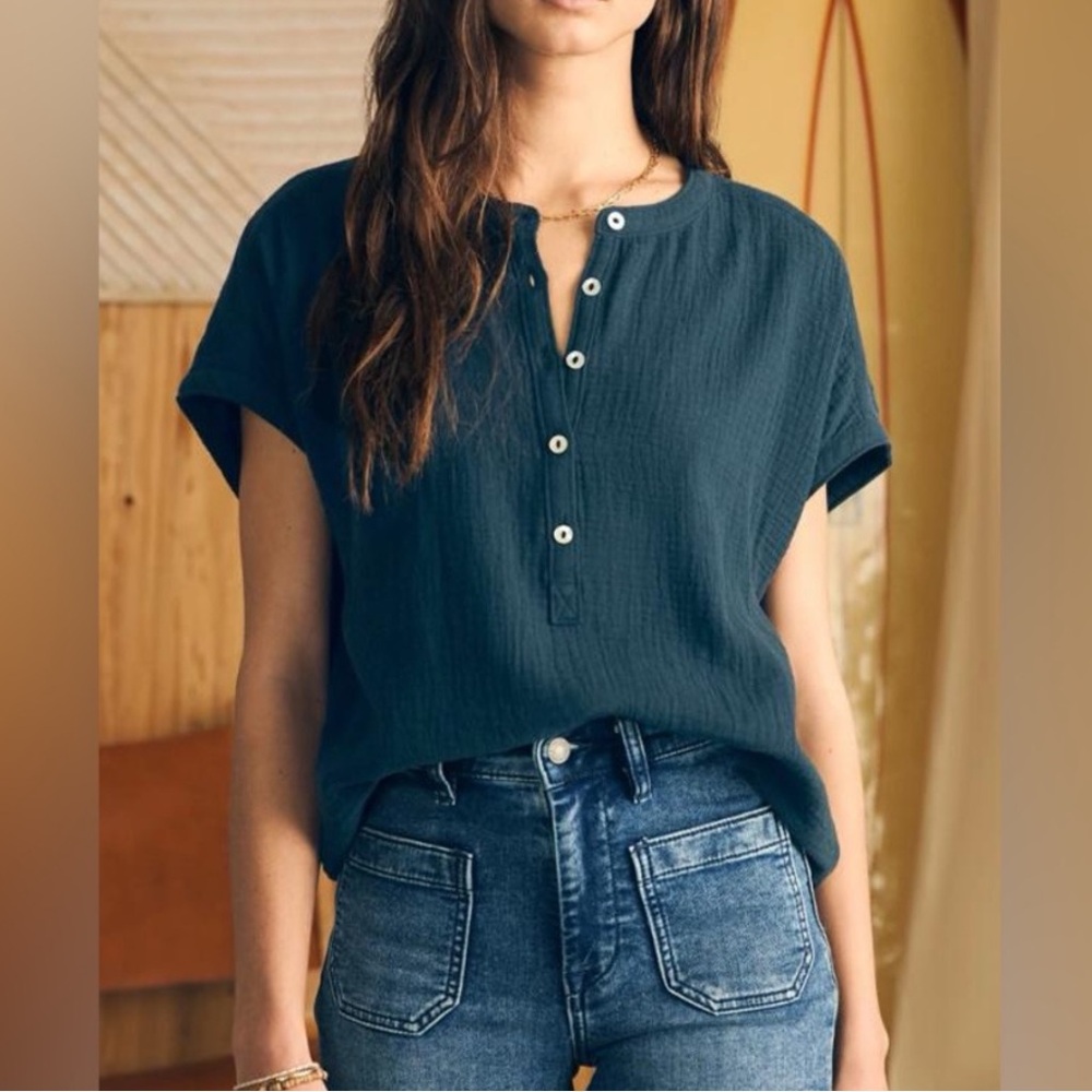 Faherty Dream Cotton Desmond Button-Up Women's Blouse XS
